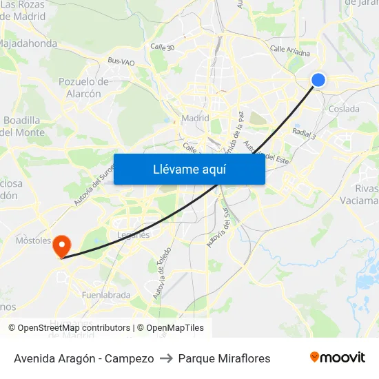 Avenida Aragón - Campezo to Parque Miraflores map
