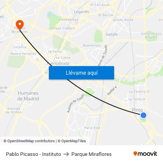 Pablo Picasso - Instituto to Parque Miraflores map