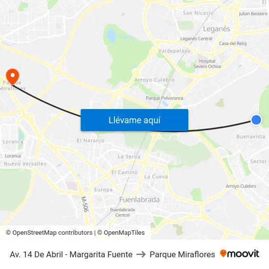 Av. 14 De Abril - Margarita Fuente to Parque Miraflores map