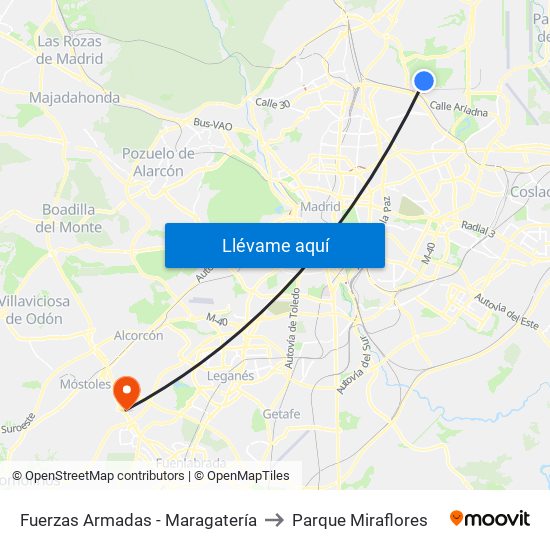 Fuerzas Armadas - Maragatería to Parque Miraflores map