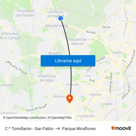 C.º Tomillarón - San Pablo to Parque Miraflores map