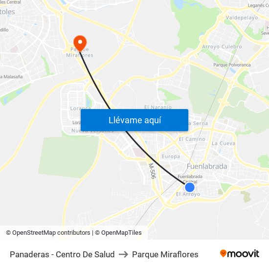 Panaderas - Centro De Salud to Parque Miraflores map