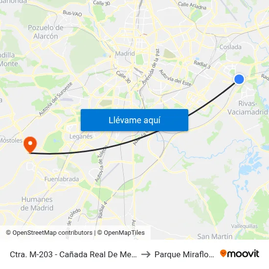 Ctra. M-203 - Cañada Real De Merina to Parque Miraflores map