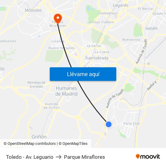 Toledo - Av. Leguario to Parque Miraflores map