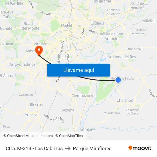 Ctra. M-313 - Las Cabrizas to Parque Miraflores map