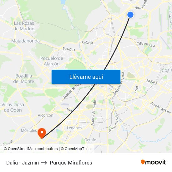 Dalia - Jazmín to Parque Miraflores map