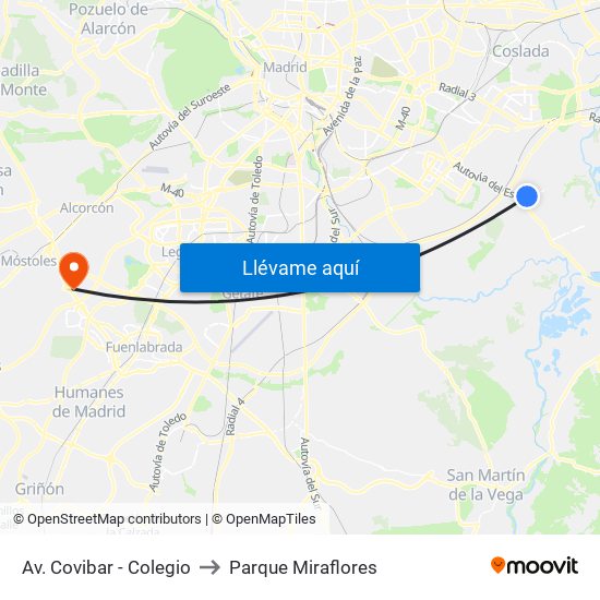 Av. Covibar - Colegio to Parque Miraflores map