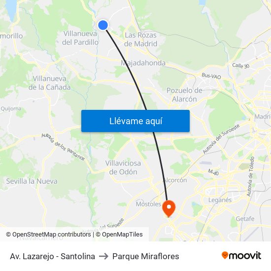 Av. Lazarejo - Santolina to Parque Miraflores map
