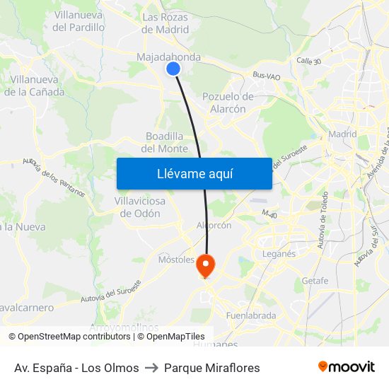Av. España - Los Olmos to Parque Miraflores map