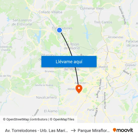 Av. Torrelodones - Urb. Las Marías to Parque Miraflores map