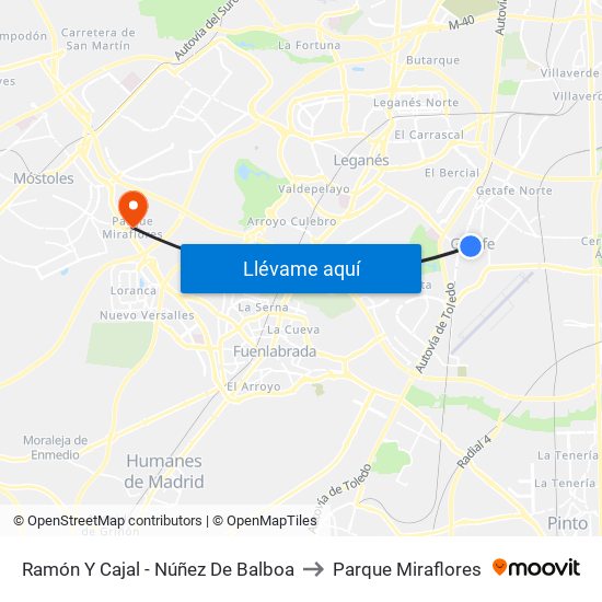 Ramón Y Cajal - Núñez De Balboa to Parque Miraflores map