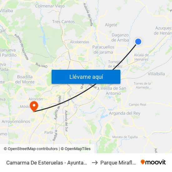 Camarma De Esteruelas - Ayuntamiento to Parque Miraflores map