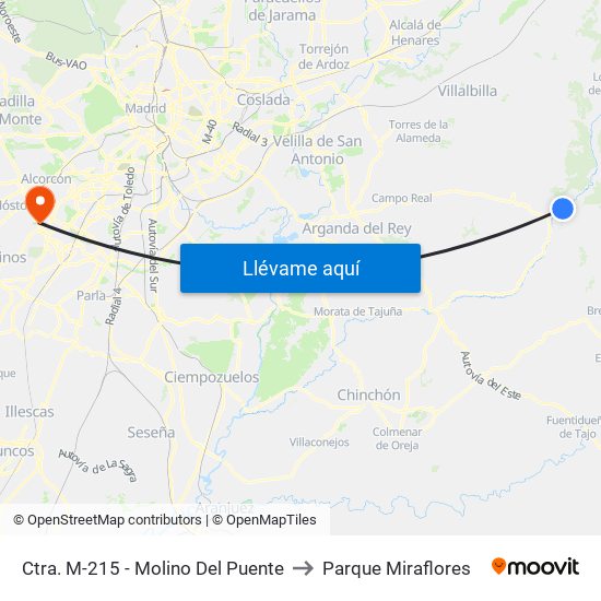 Ctra. M-215 - Molino Del Puente to Parque Miraflores map