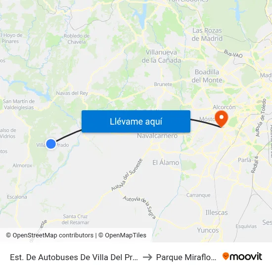 Est. De Autobuses De Villa Del Prado to Parque Miraflores map