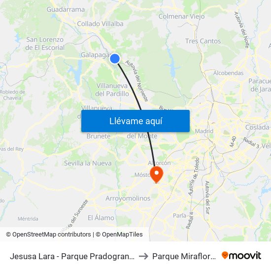 Jesusa Lara - Parque Pradogrande to Parque Miraflores map