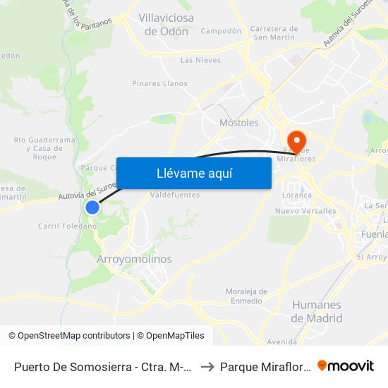 Puerto De Somosierra - Ctra. M-413 to Parque Miraflores map