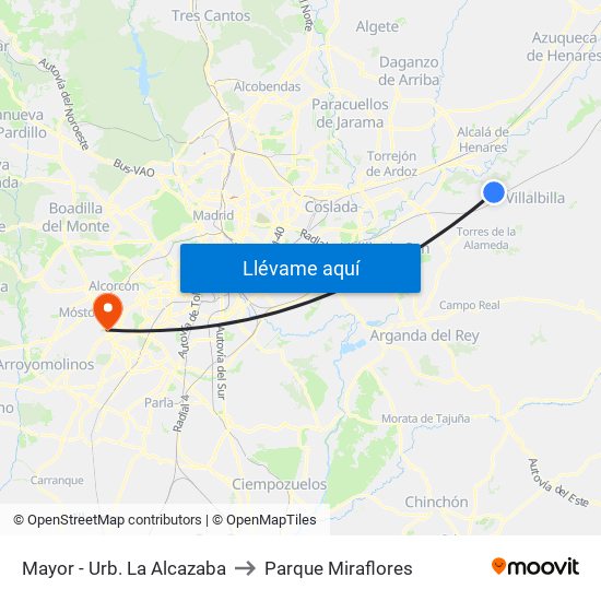 Mayor - Urb. La Alcazaba to Parque Miraflores map