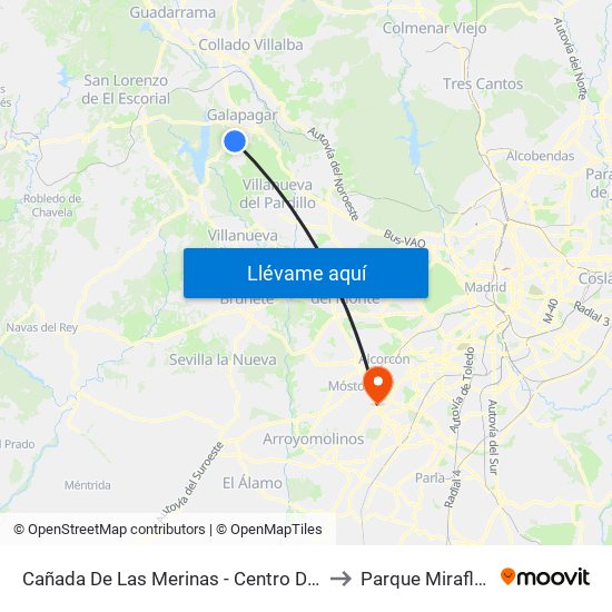 Cañada De Las Merinas - Centro De Salud to Parque Miraflores map