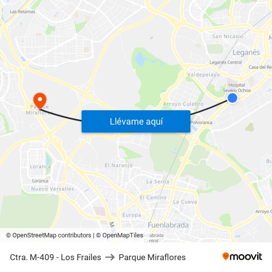 Ctra. M-409 - Los Frailes to Parque Miraflores map