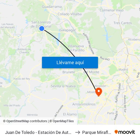 Juan De Toledo - Estación De Autobuses to Parque Miraflores map