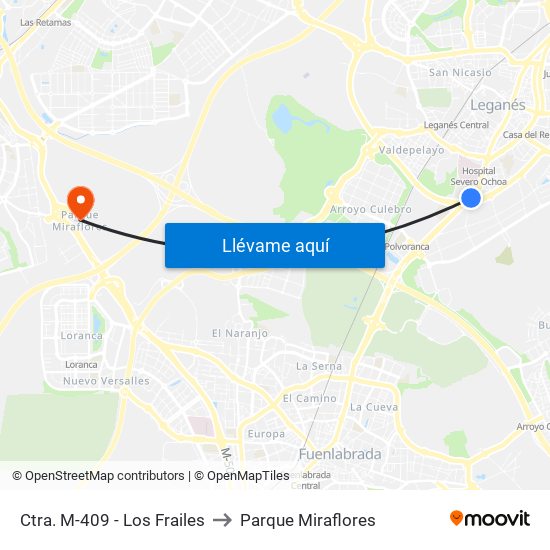 Ctra. M-409 - Los Frailes to Parque Miraflores map