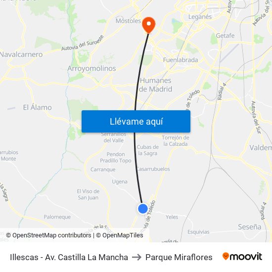 Illescas - Av. Castilla La Mancha to Parque Miraflores map