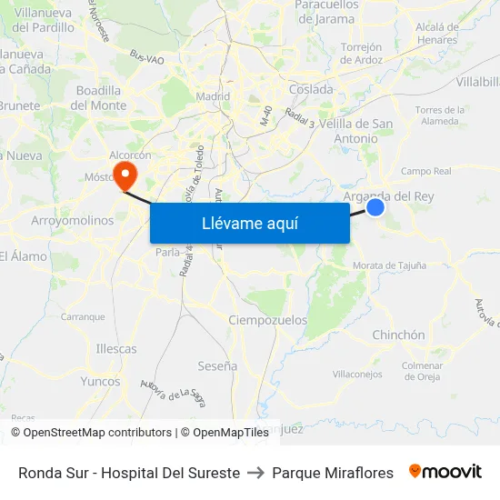 Ronda Sur - Hospital Del Sureste to Parque Miraflores map