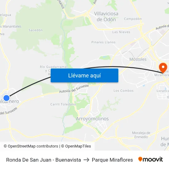 Ronda De San Juan - Buenavista to Parque Miraflores map