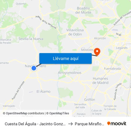 Cuesta Del Águila - Jacinto González to Parque Miraflores map