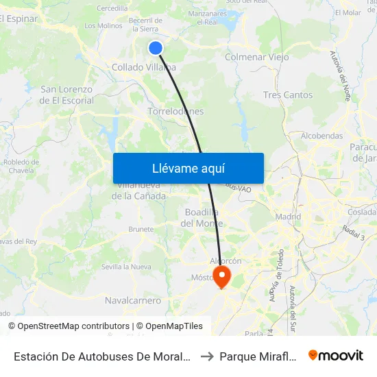Estación De Autobuses De Moralzarzal to Parque Miraflores map