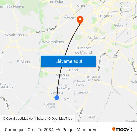 Carranque - Ctra. To-2034 to Parque Miraflores map