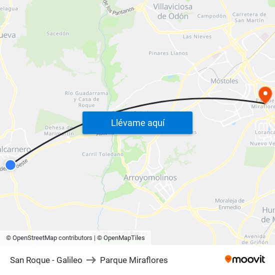 San Roque - Galileo to Parque Miraflores map