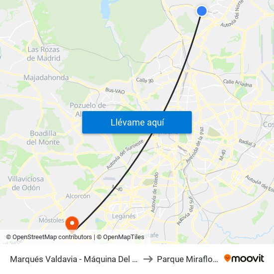 Marqués Valdavia - Máquina Del Tren to Parque Miraflores map