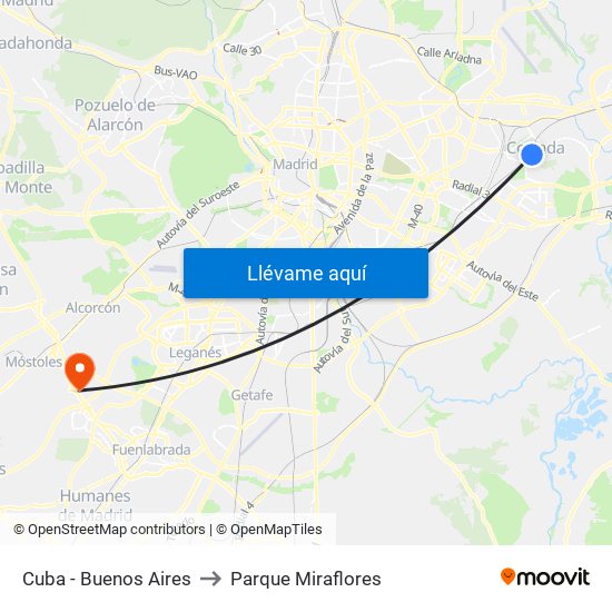 Cuba - Buenos Aires to Parque Miraflores map