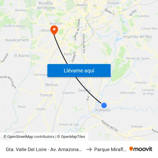 Gta. Valle Del Loire - Av. Amazonas Central to Parque Miraflores map