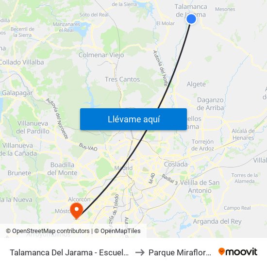 Talamanca Del Jarama - Escuelas to Parque Miraflores map