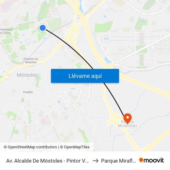 Av. Alcalde De Móstoles - Pintor Velázquez to Parque Miraflores map