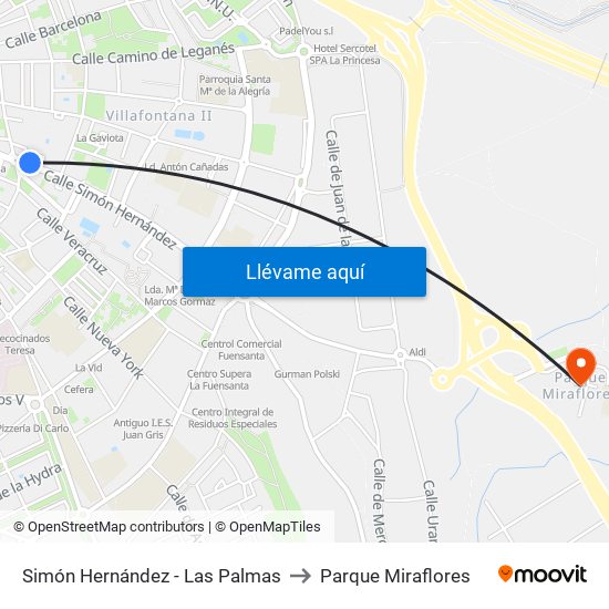 Simón Hernández - Las Palmas to Parque Miraflores map