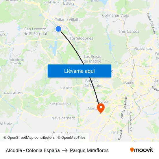 Alcudia - Colonia España to Parque Miraflores map