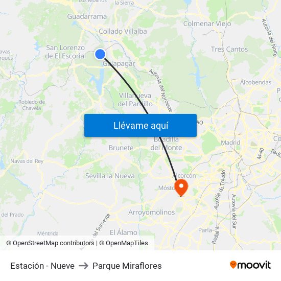 Estación - Nueve to Parque Miraflores map