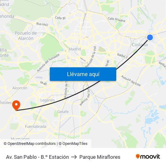 Av. San Pablo - B.º Estación to Parque Miraflores map