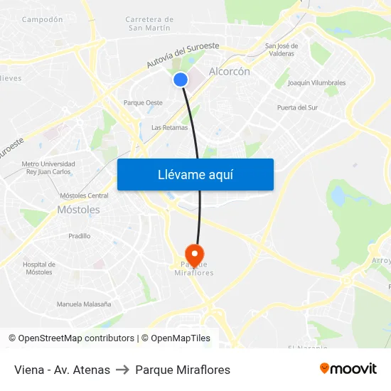 Viena - Av. Atenas to Parque Miraflores map