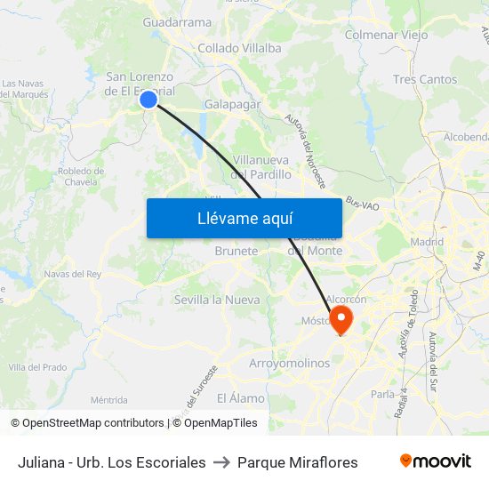 Juliana - Urb. Los Escoriales to Parque Miraflores map