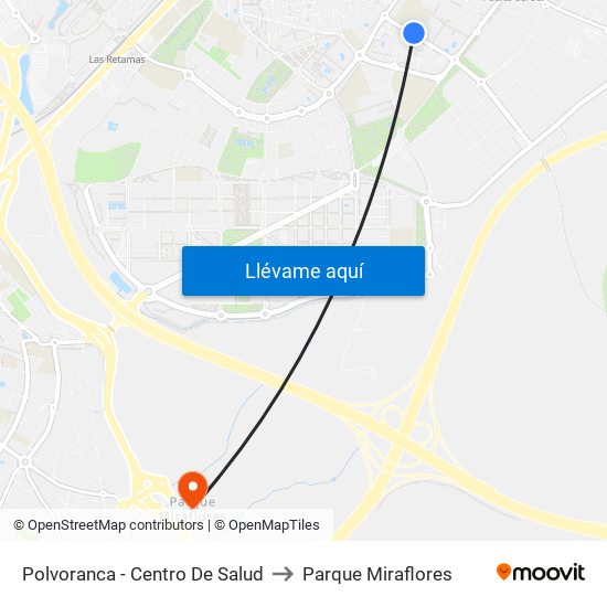 Polvoranca - Centro De Salud to Parque Miraflores map