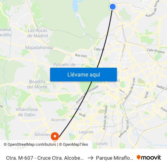 Ctra. M-607 - Cruce Ctra. Alcobendas to Parque Miraflores map