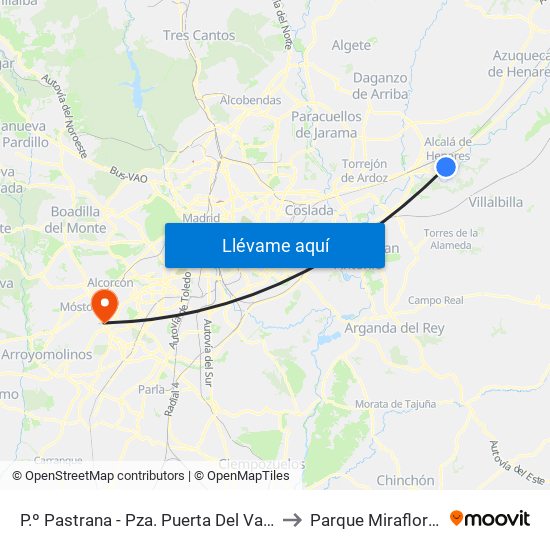 P.º Pastrana - Pza. Puerta Del Vado to Parque Miraflores map