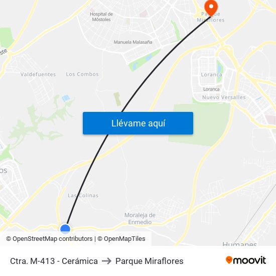 Ctra. M-413 - Cerámica to Parque Miraflores map