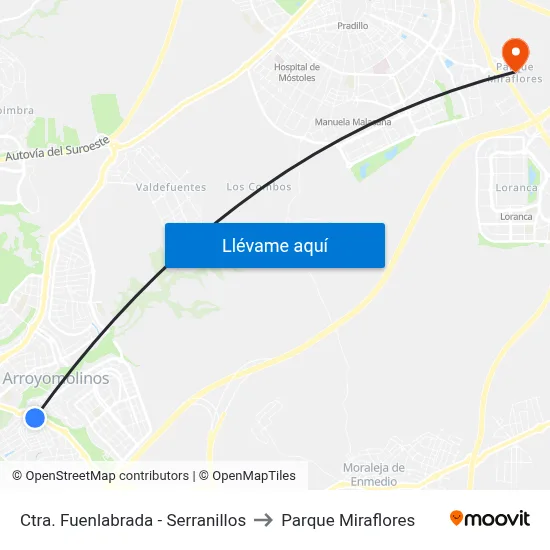 Ctra. Fuenlabrada - Serranillos to Parque Miraflores map