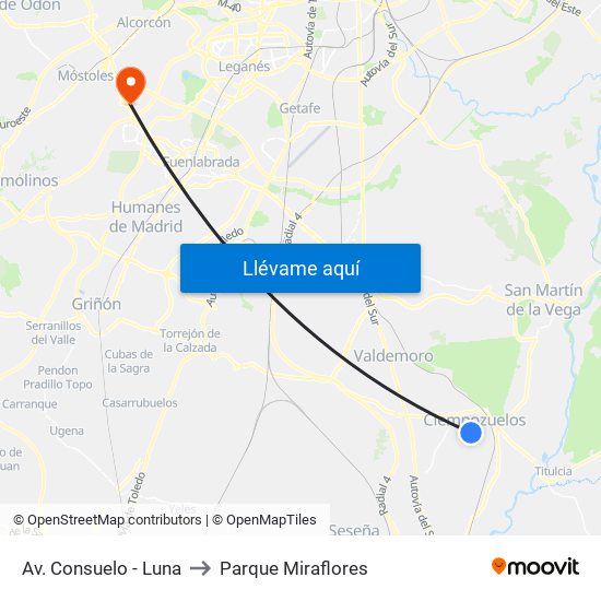 Av. Consuelo - Luna to Parque Miraflores map