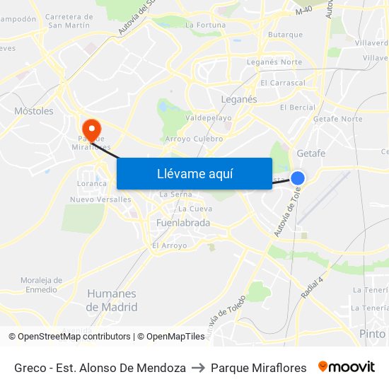 Greco - Est. Alonso De Mendoza to Parque Miraflores map